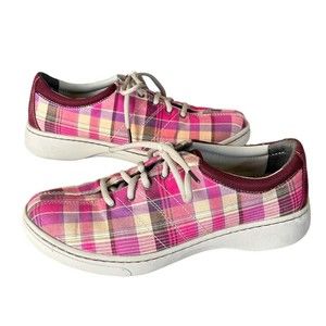 Dansko Women’s US 7.5 Euro 38 Brandi Madras Pink Plaid Tennis Shoes Sneakers